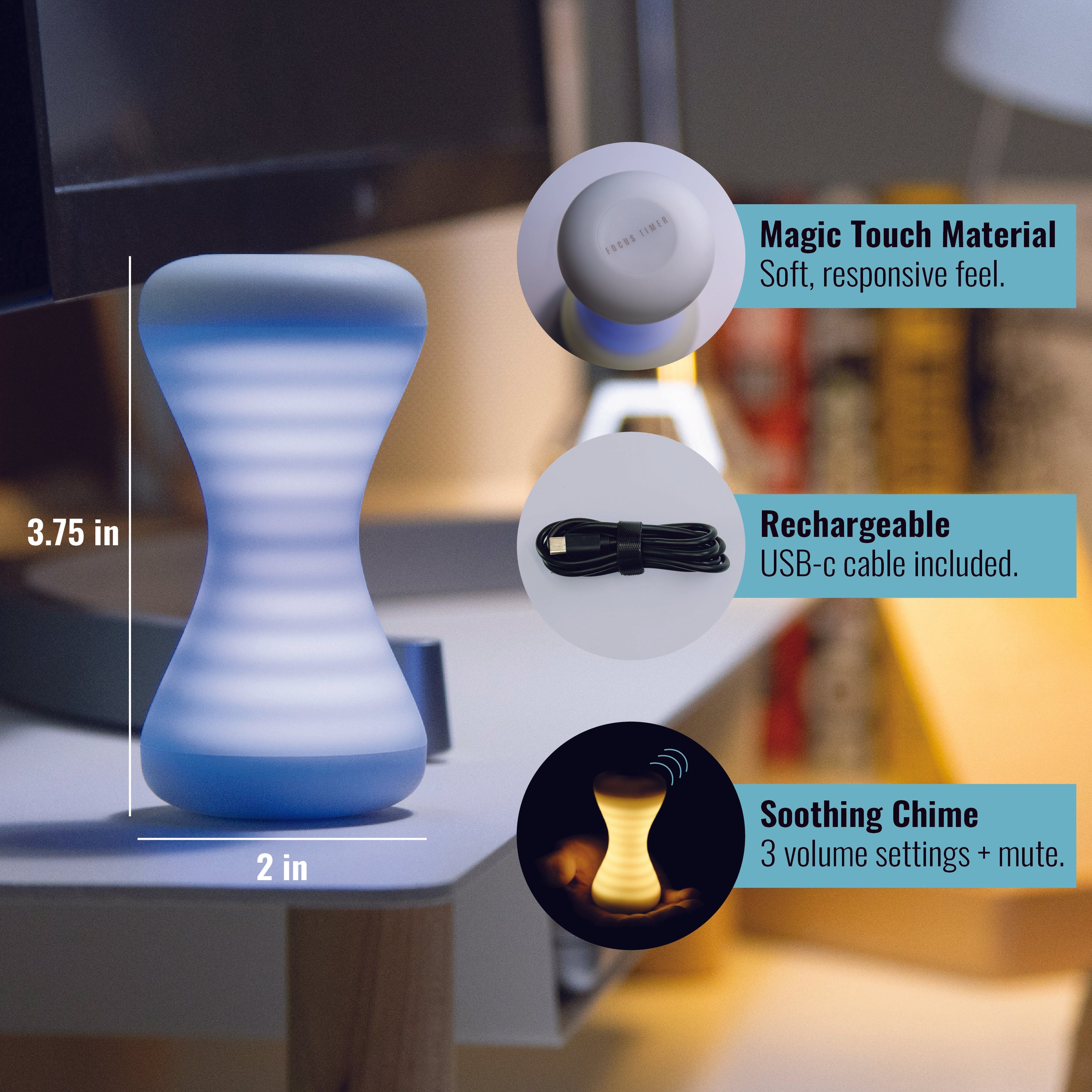 Focus Timer | Focus Timer® Adjustable Hourglass | Minimalist Pomodoro Timer